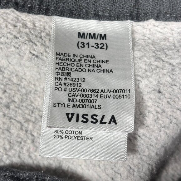 Vissla Heather Gray Fleece Sweatpants Joggers Tapered Slim Fit Mens M (31-32) - Picture 6 of 11